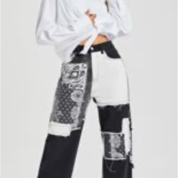 SHEIN Ez-Wear Paisley Patchwork Denim NWOT - Picture 1 of 17